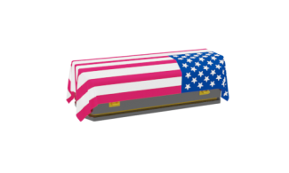 American flag draped over casket