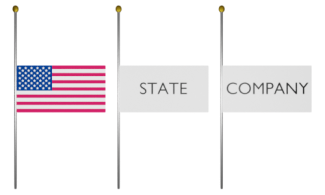 US Flag, State Flag, Company Flag Half Staff