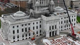exterior construction work on the state house